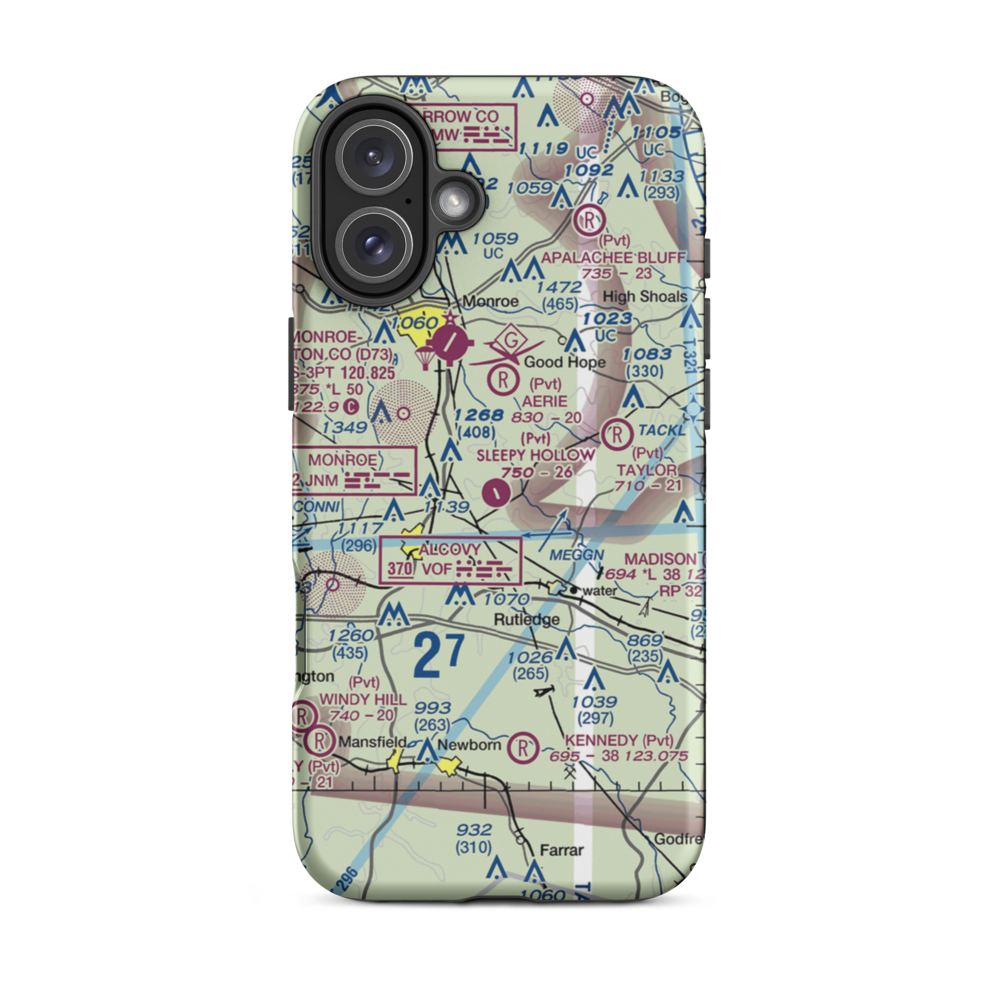 Sleepy Hollow Airport (18GA) VFR Sectional  Tough iPhone Case iPhone 16 Plus model shown