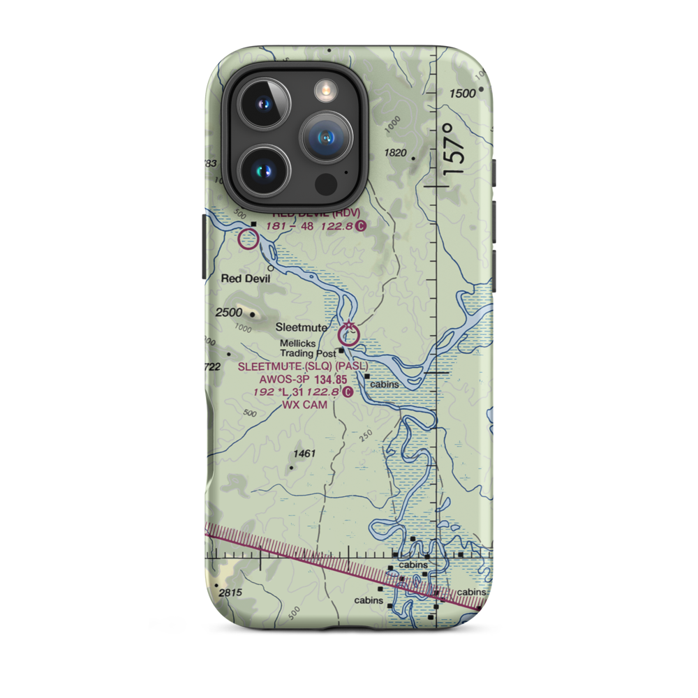 Sleetmute Airport (SLQ) VFR Sectional  Tough iPhone Case iPhone 16 Pro Max model shown