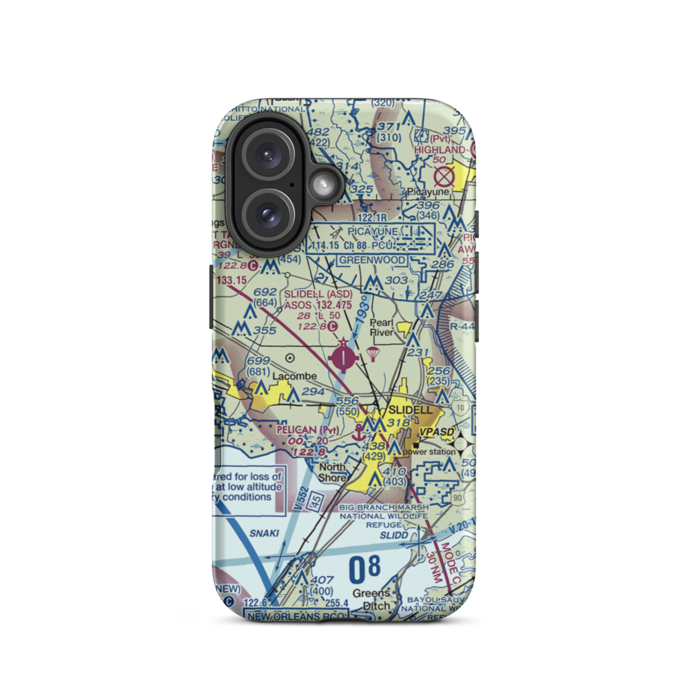 Slidell Airport (ASD) VFR Sectional  Tough iPhone Case iPhone 16 model shown