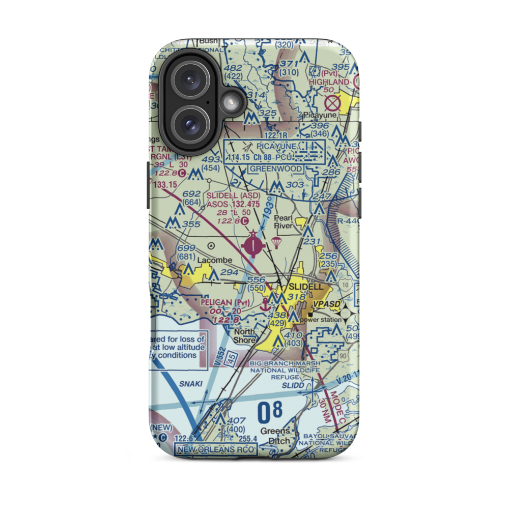 Slidell Airport (ASD) VFR Sectional  Tough iPhone Case iPhone 16 Plus model shown