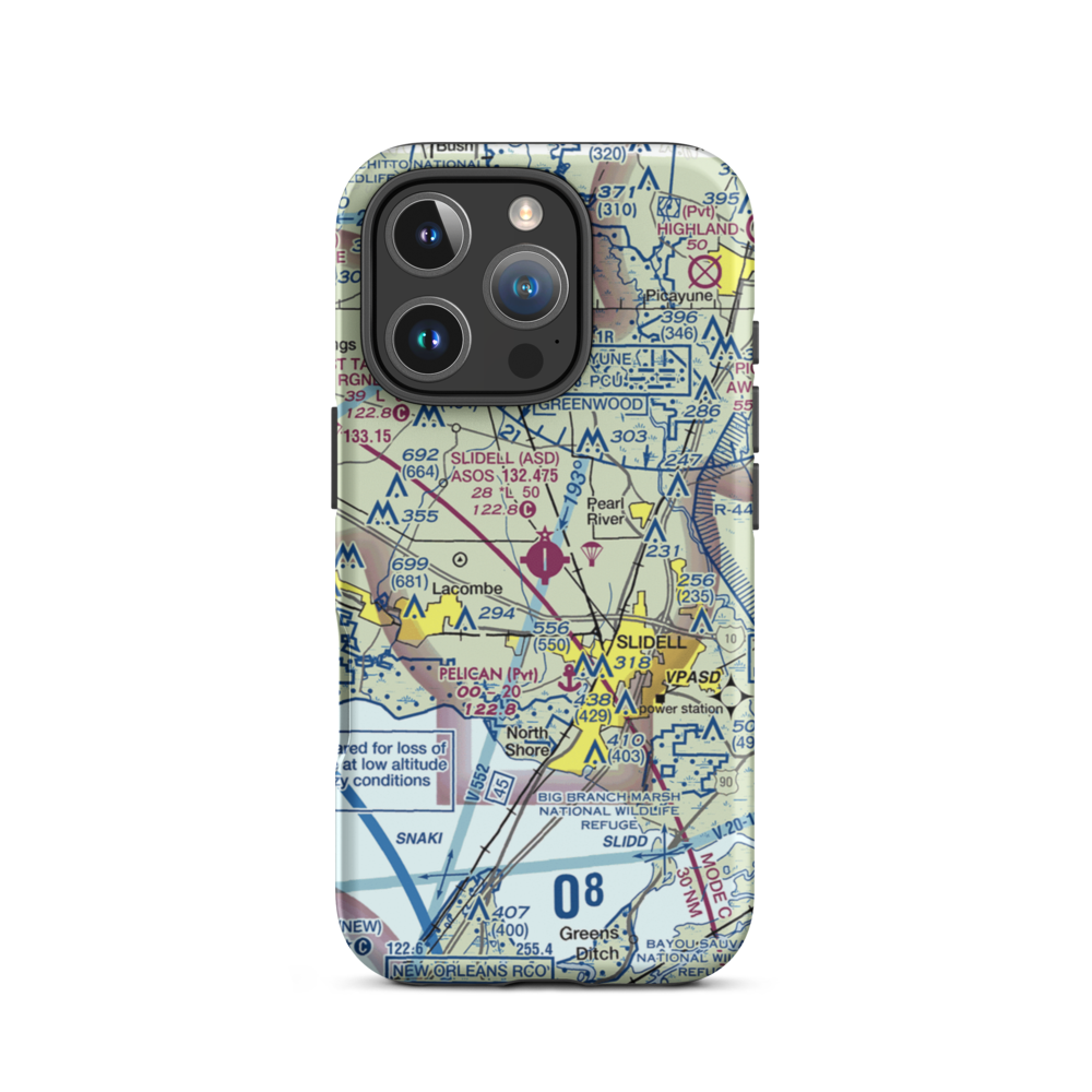 Slidell Airport (ASD) VFR Sectional  Tough iPhone Case iPhone 16 Pro model shown