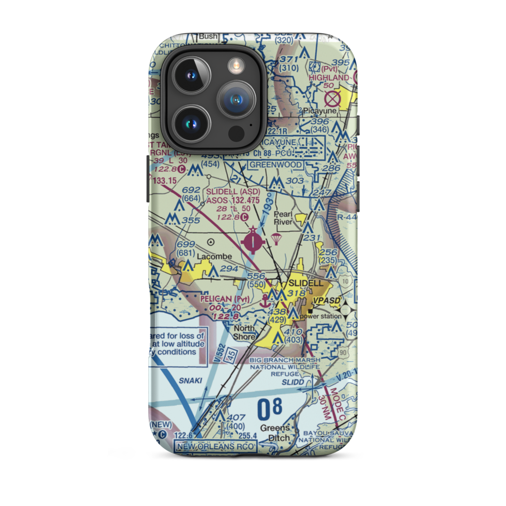 Slidell Airport (ASD) VFR Sectional  Tough iPhone Case iPhone 16 Pro Max model shown
