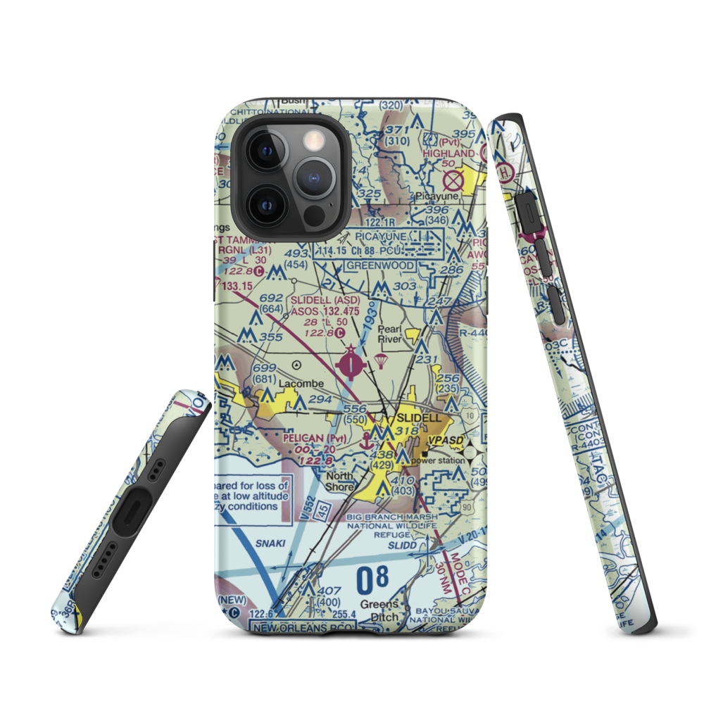 Slidell Airport (ASD) VFR Sectional  Tough iPhone Case iPhone 12 Pro model shown