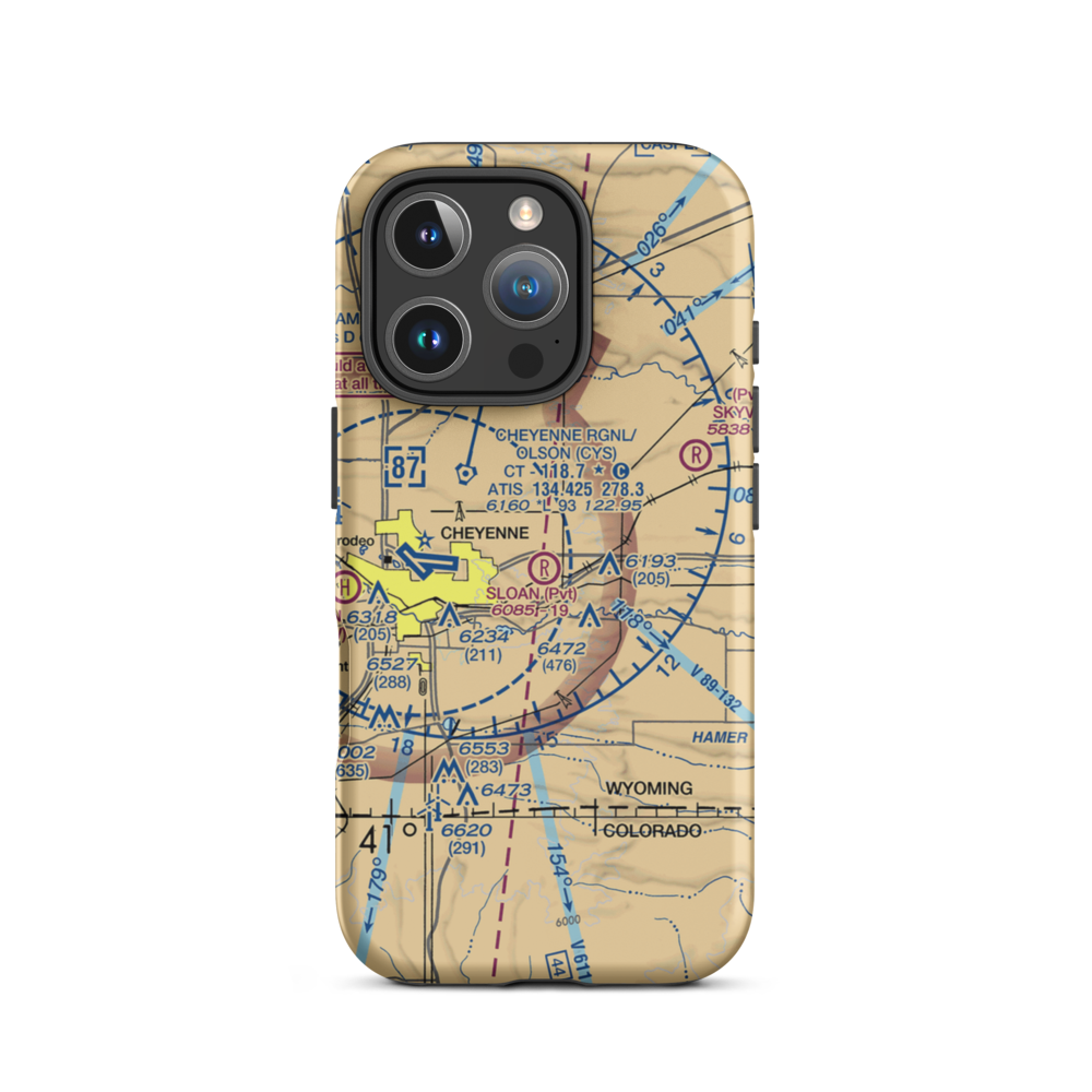 Sloan Airport (WY45) VFR Sectional  Tough iPhone Case iPhone 16 Pro model shown