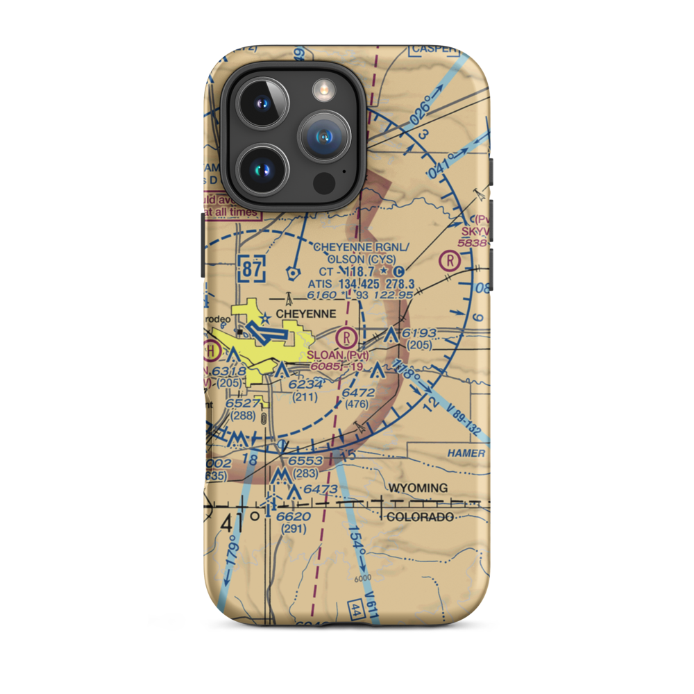 Sloan Airport (WY45) VFR Sectional  Tough iPhone Case iPhone 16 Pro Max model shown