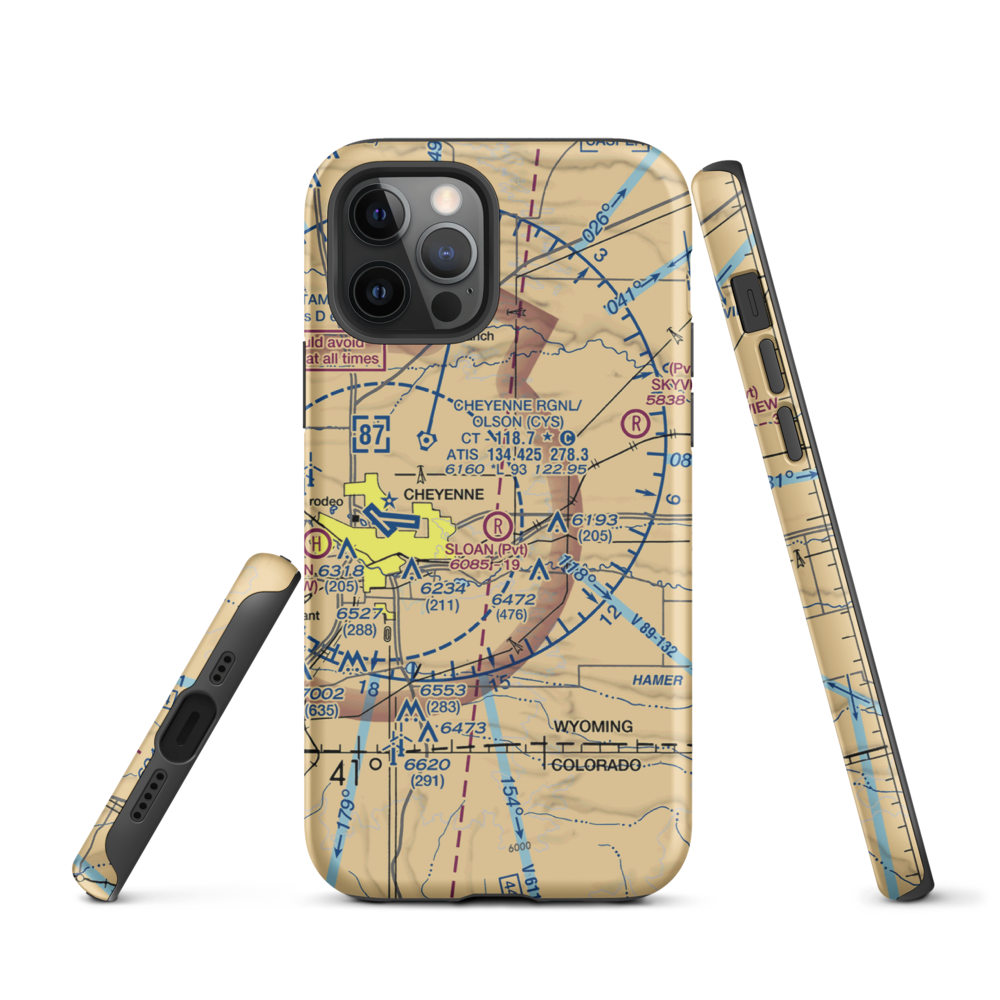 Sloan Airport (WY45) VFR Sectional  Tough iPhone Case iPhone 12 Pro model shown