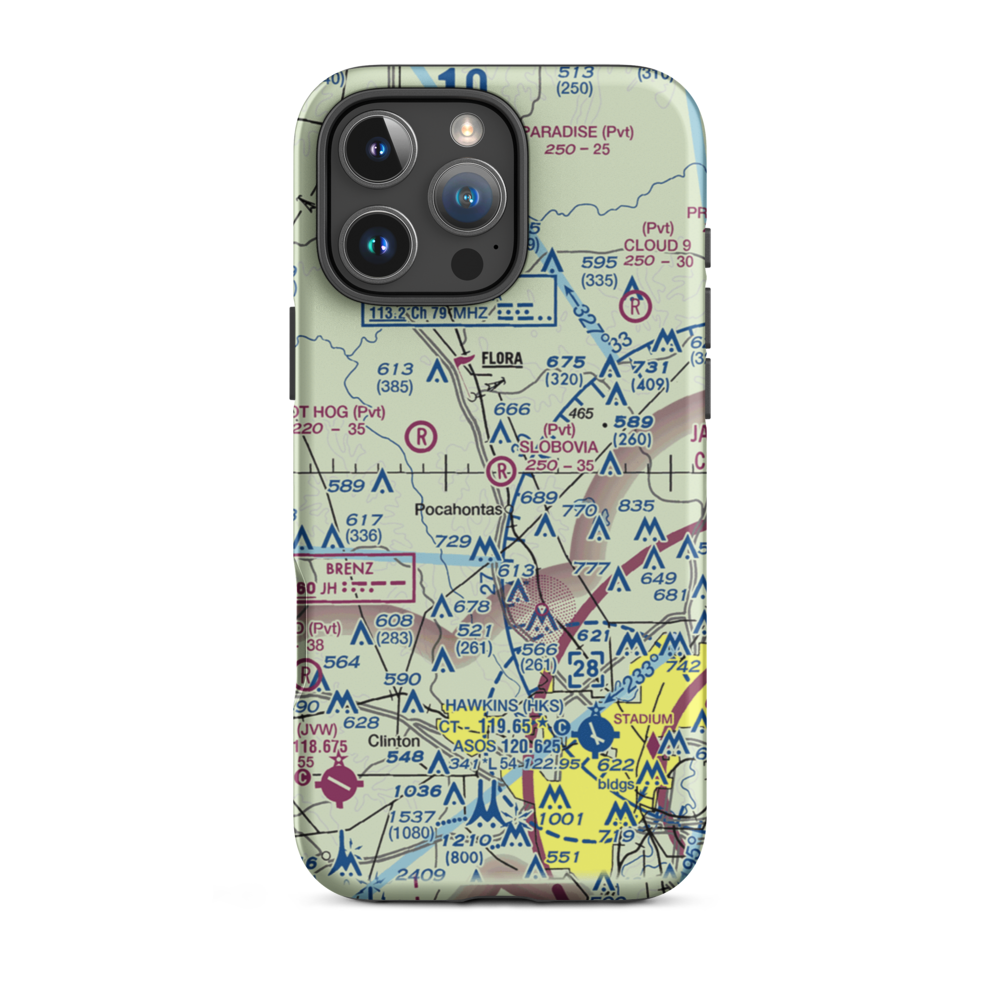 Slobovia Outernational Airport (MS71) VFR Sectional  Tough iPhone Case iPhone 16 Pro Max model shown