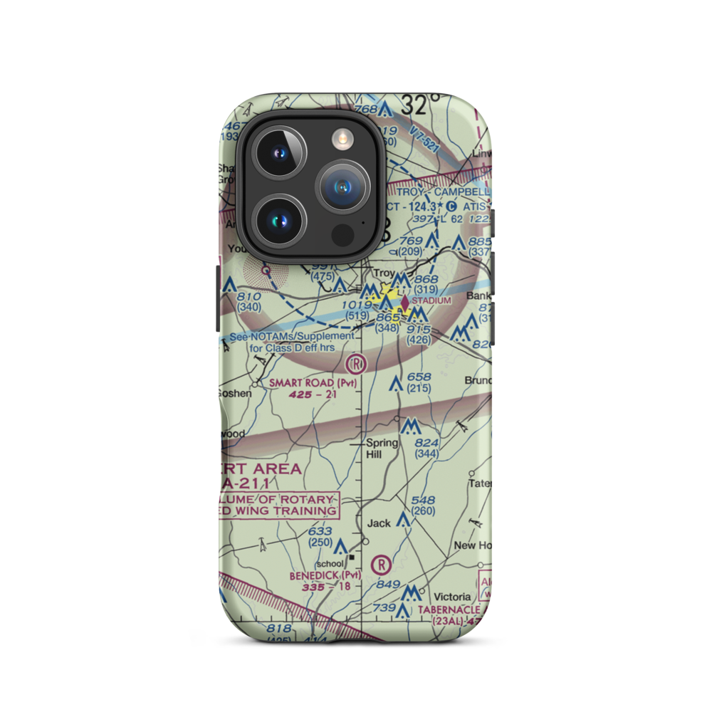 Smart Road Airport (AL77) VFR Sectional  Tough iPhone Case iPhone 16 Pro model shown