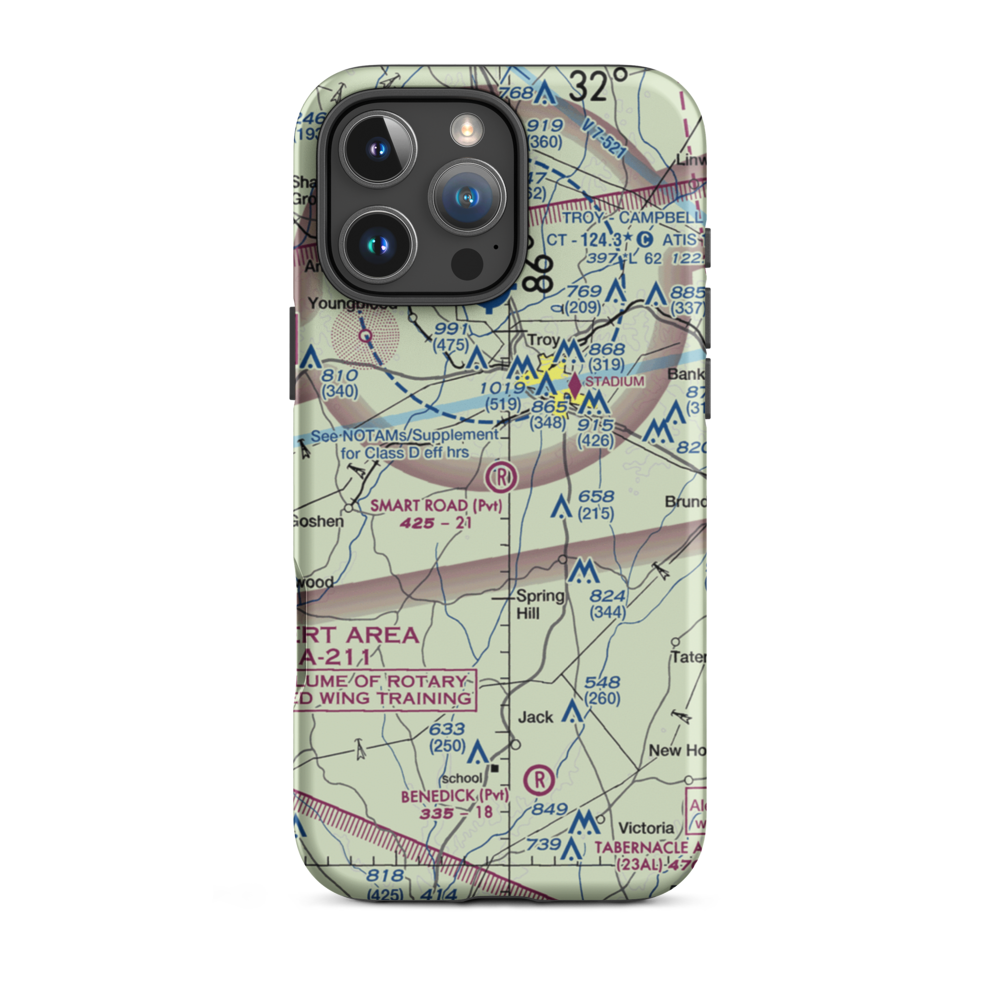 Smart Road Airport (AL77) VFR Sectional  Tough iPhone Case iPhone 16 Pro Max model shown