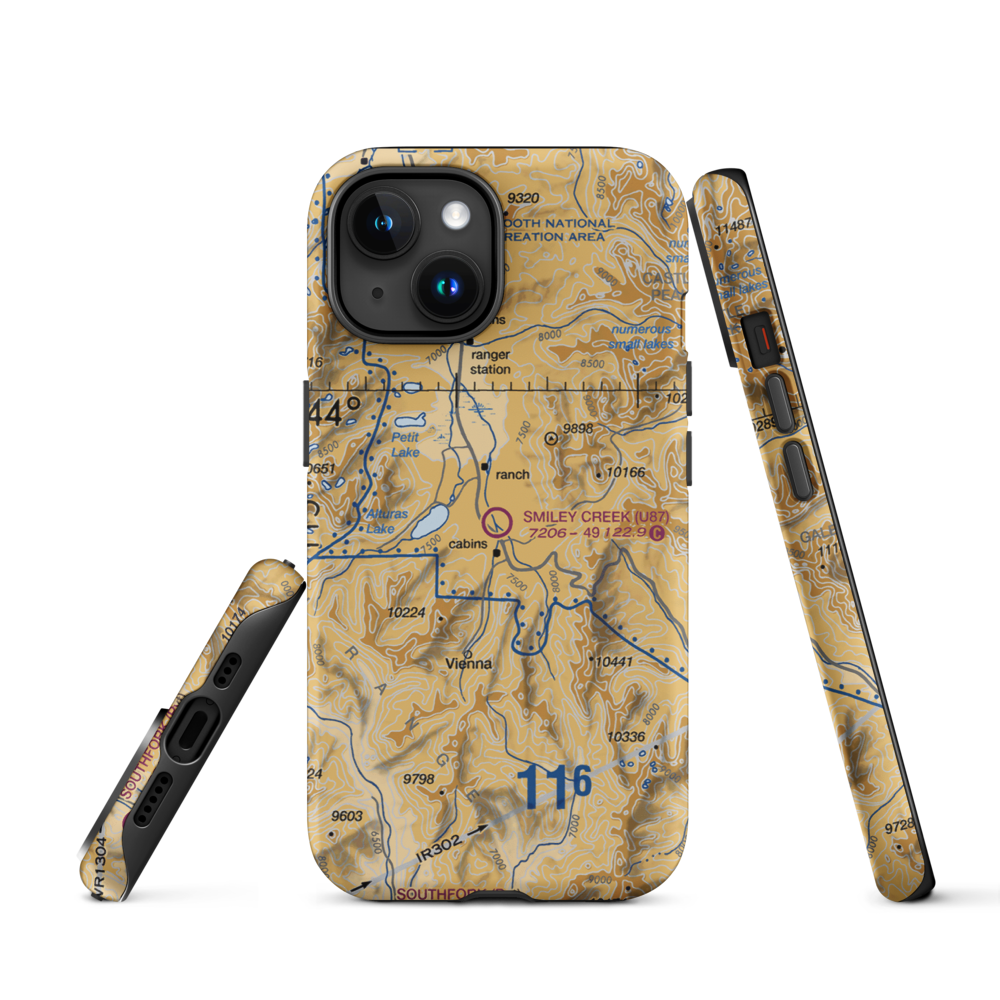 Smiley Creek Airport (U87) VFR Sectional  Tough iPhone Case iPhone 15 model shown