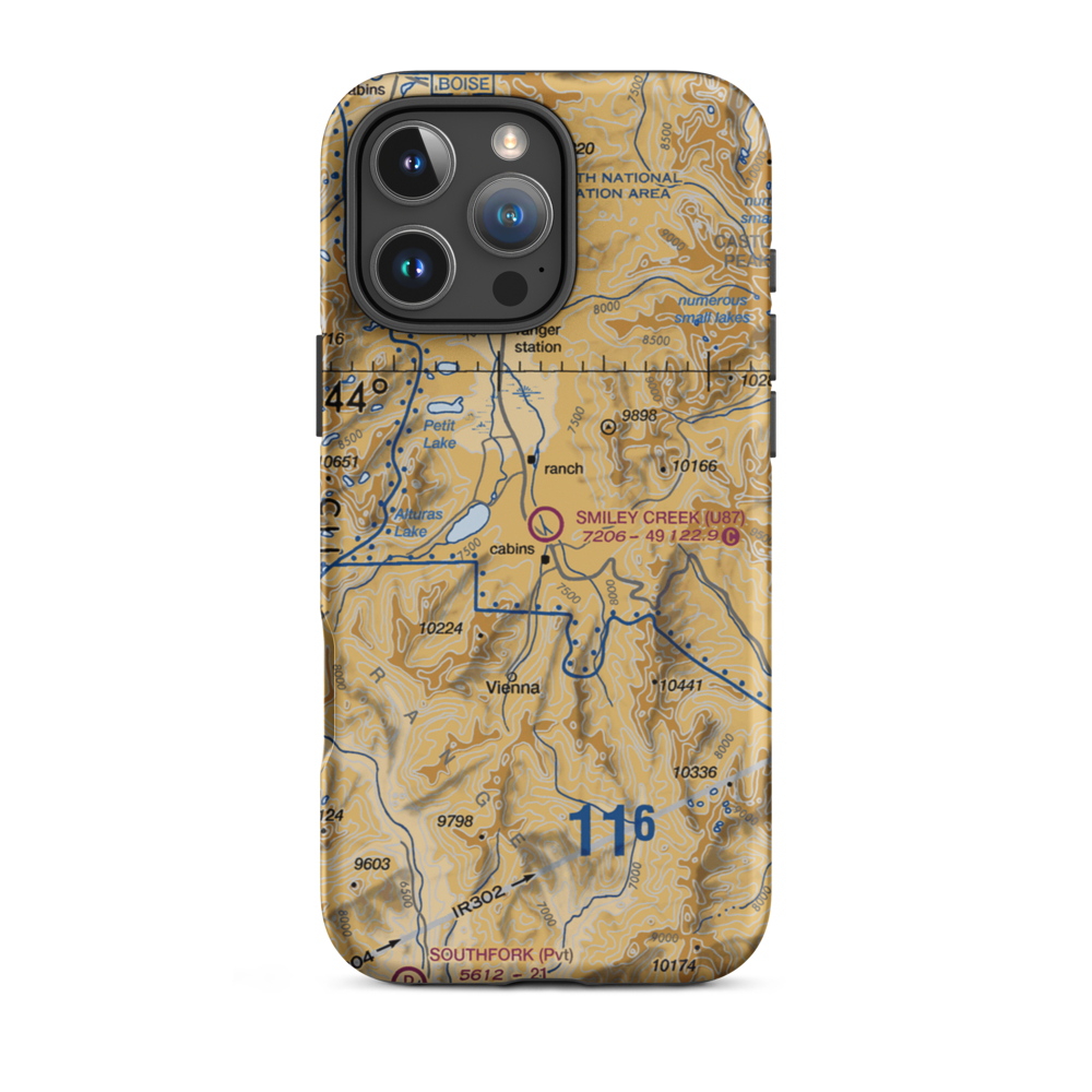Smiley Creek Airport (U87) VFR Sectional  Tough iPhone Case iPhone 16 Pro Max model shown