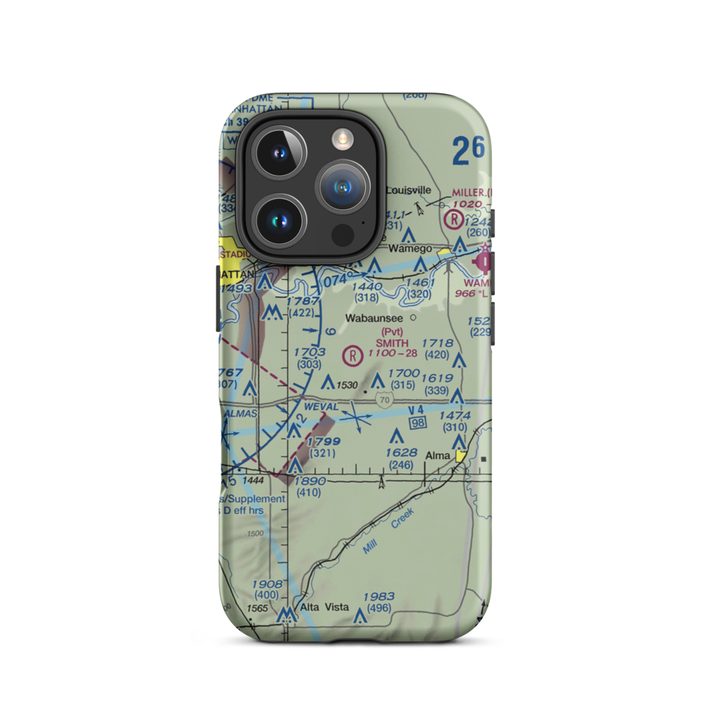 Smith Airport (43KS) VFR Sectional  Tough iPhone Case iPhone 16 Pro model shown