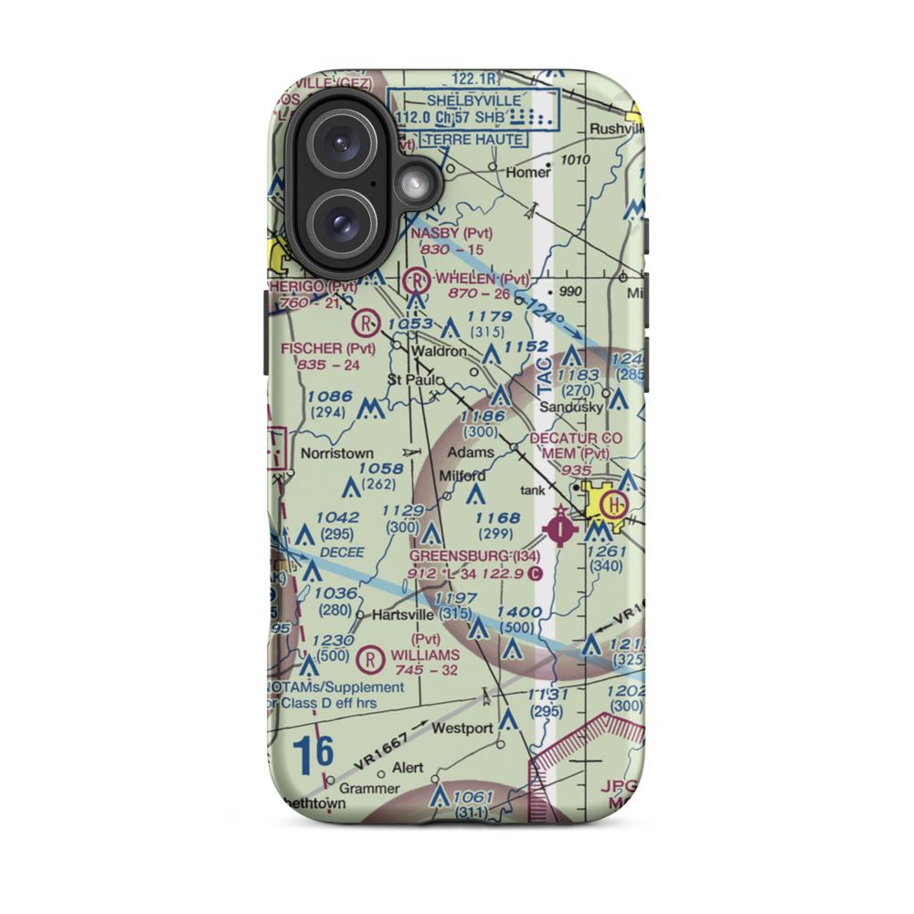 Smith Airport (II71) VFR Sectional  Tough iPhone Case iPhone 16 Plus model shown