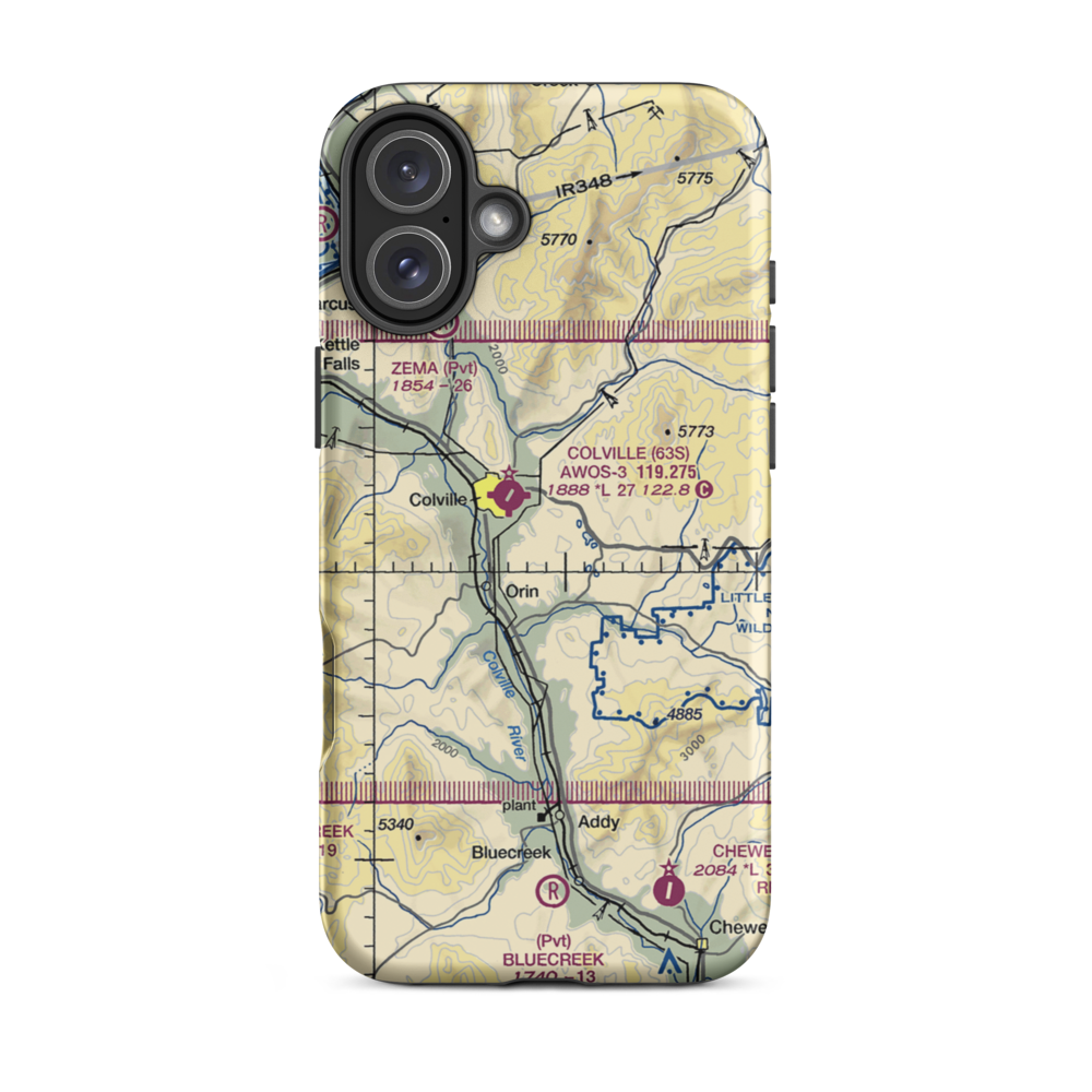 Smith Airport (WA73) VFR Sectional  Tough iPhone Case iPhone 16 Plus model shown
