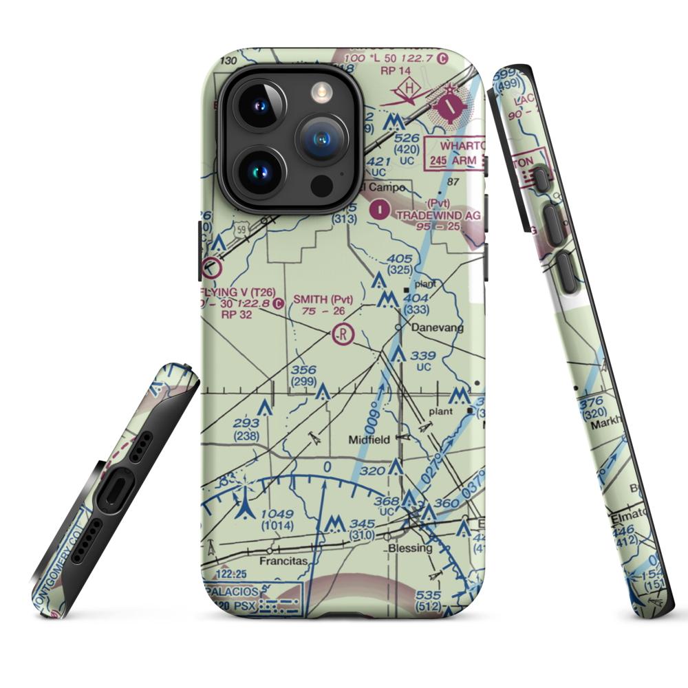 Smith Aviation Inc Airport (78XS) VFR Sectional  Tough iPhone Case iPhone 15 Pro Max model shown