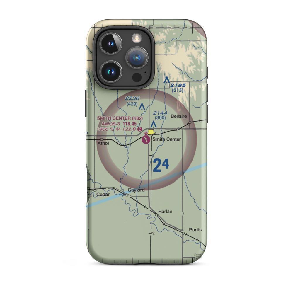 Smith Center Municipal Airport (K82) VFR Sectional  Tough iPhone Case iPhone 16 Pro Max model shown