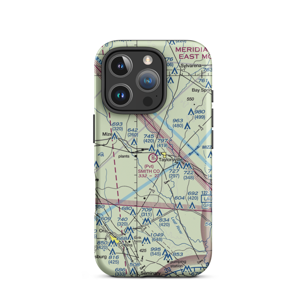Smith County Airport (MS39) VFR Sectional  Tough iPhone Case iPhone 16 Pro model shown