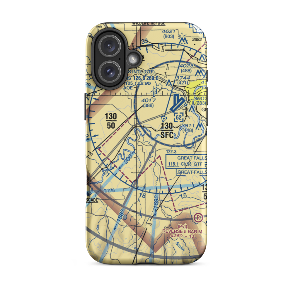 Smith Farms Airport (MT76) VFR Sectional  Tough iPhone Case iPhone 16 Plus model shown