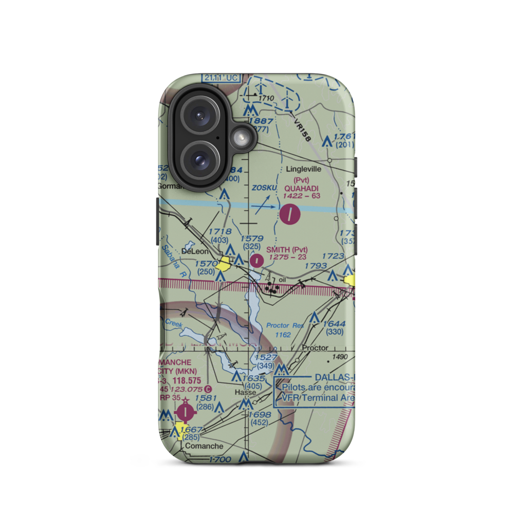 Smith Flying Service Airport (TS14) VFR Sectional  Tough iPhone Case iPhone 16 model shown