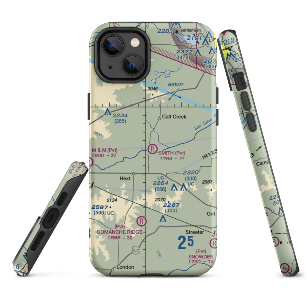 Smith I-Ranch Airport (14TE) VFR Sectional  Tough iPhone Case iPhone 14 Plus model shown