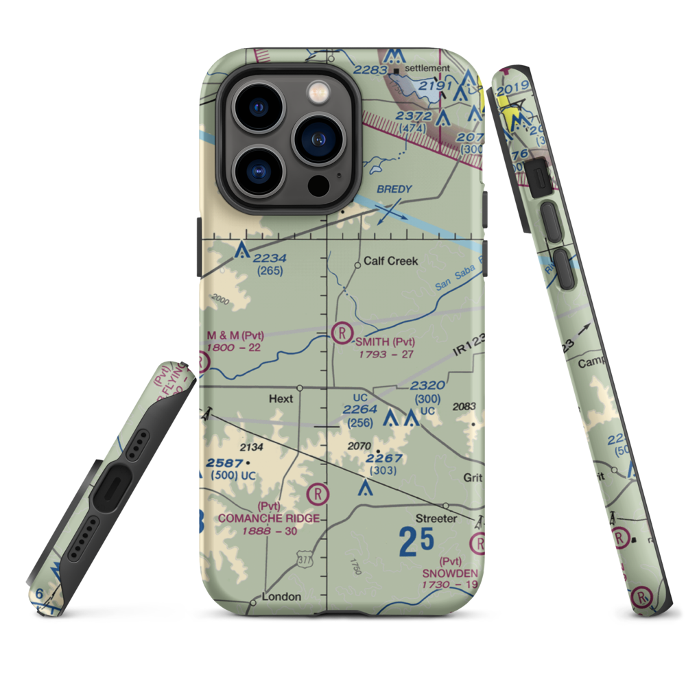 Smith I-Ranch Airport (14TE) VFR Sectional  Tough iPhone Case iPhone 14 Pro Max model shown