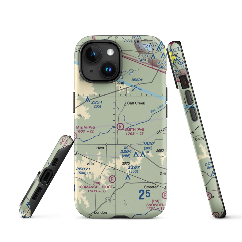 Smith I-Ranch Airport (14TE) VFR Sectional  Tough iPhone Case iPhone 15 model shown