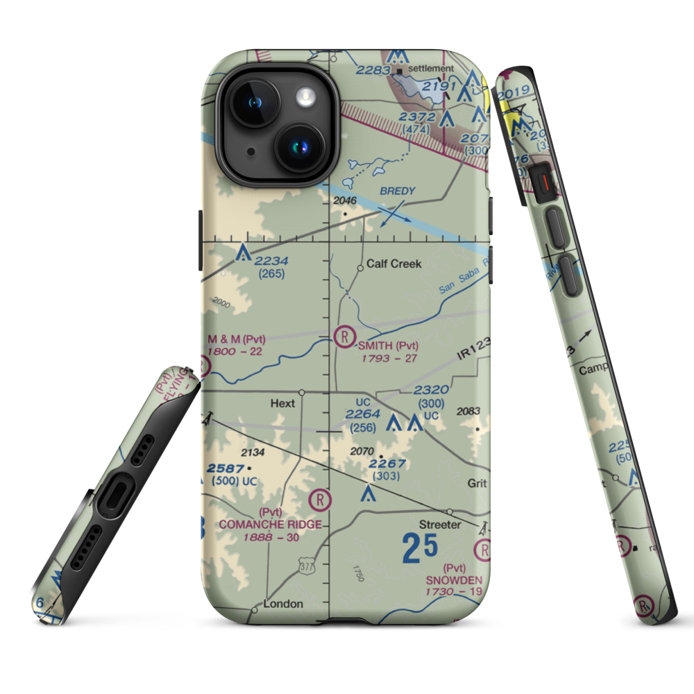 Smith I-Ranch Airport (14TE) VFR Sectional  Tough iPhone Case iPhone 15 Plus model shown