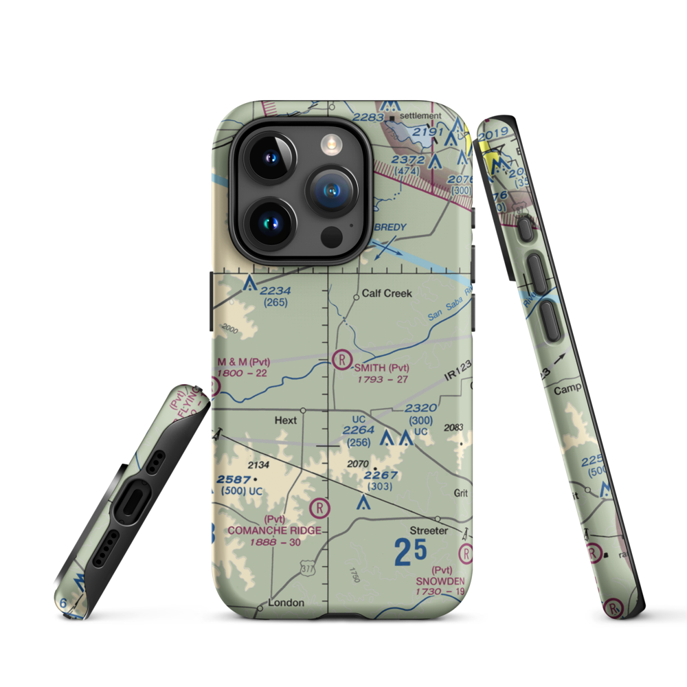 Smith I-Ranch Airport (14TE) VFR Sectional  Tough iPhone Case iPhone 15 Pro model shown