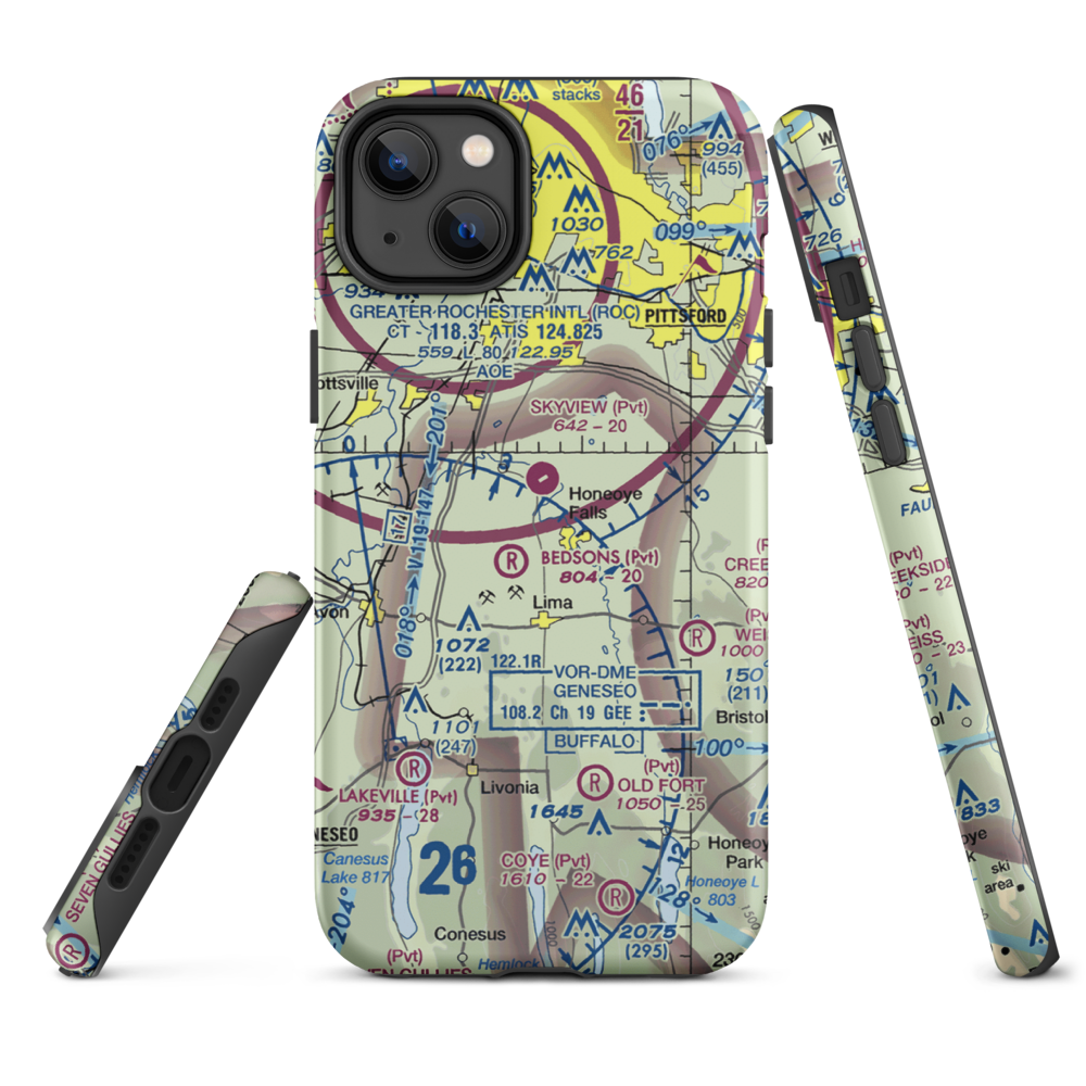 Smiths Land Base Airport (53NY) VFR Sectional  Tough iPhone Case iPhone 14 Plus model shown