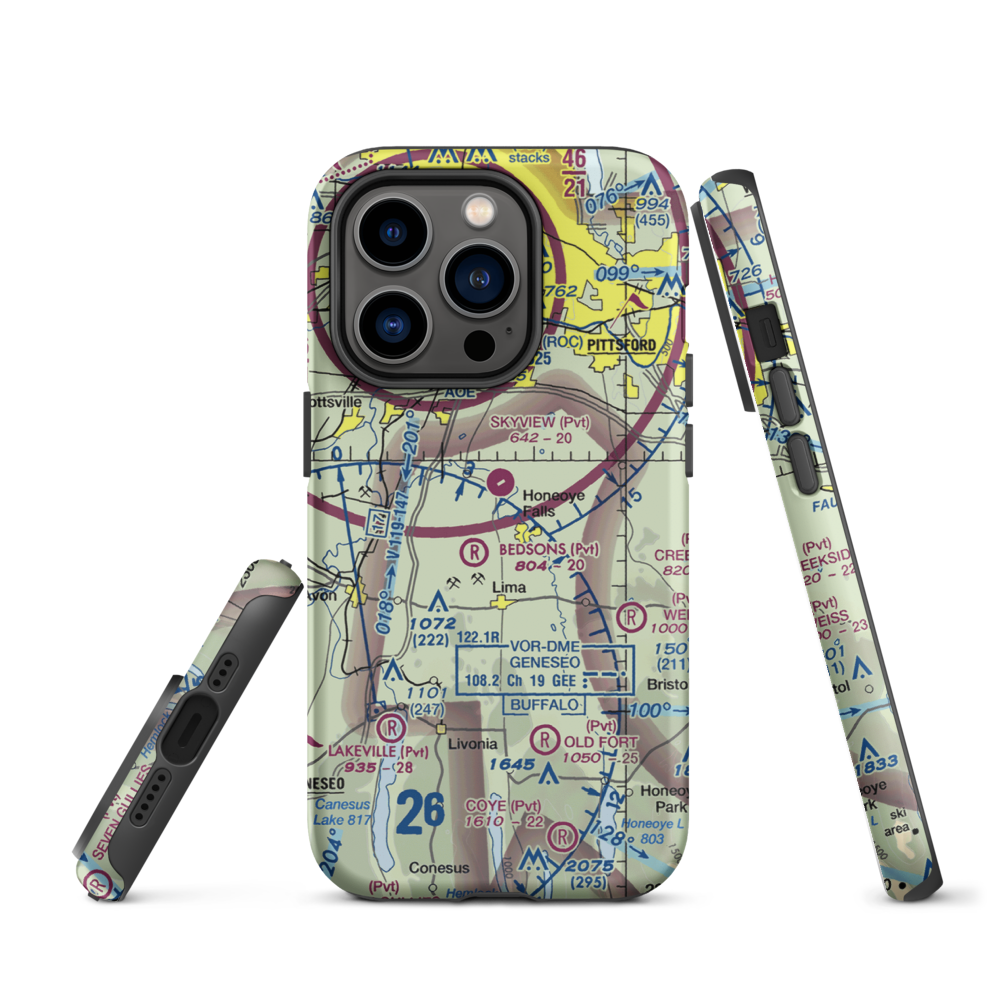 Smiths Land Base Airport (53NY) VFR Sectional  Tough iPhone Case iPhone 14 Pro model shown