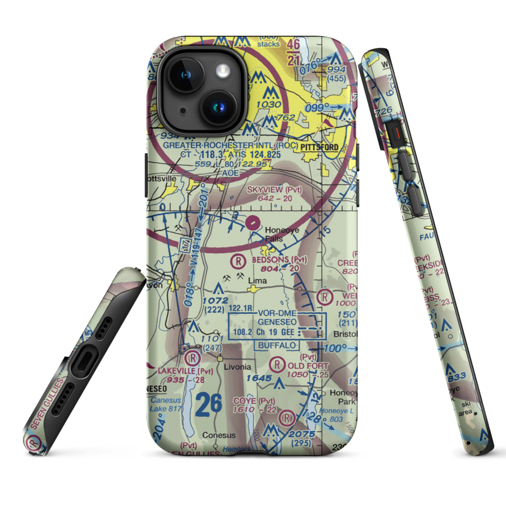 Smiths Land Base Airport (53NY) VFR Sectional  Tough iPhone Case iPhone 15 Plus model shown