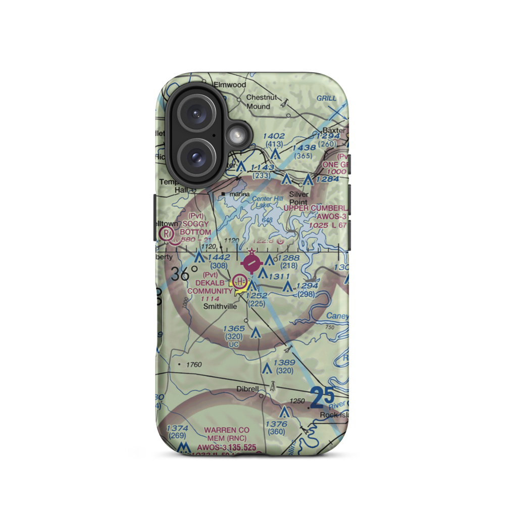 Smithville Municipal Airport (0A3) VFR Sectional  Tough iPhone Case iPhone 16 model shown