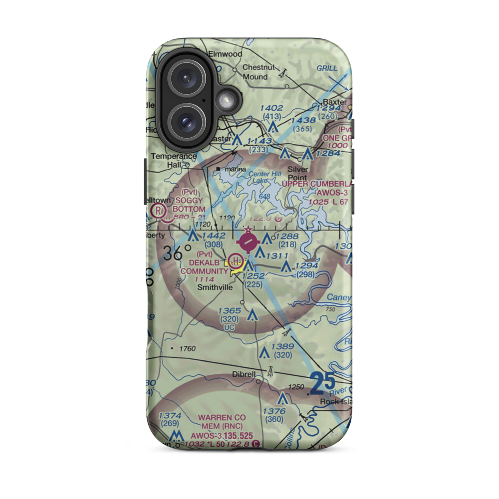 Smithville Municipal Airport (0A3) VFR Sectional  Tough iPhone Case iPhone 16 Plus model shown