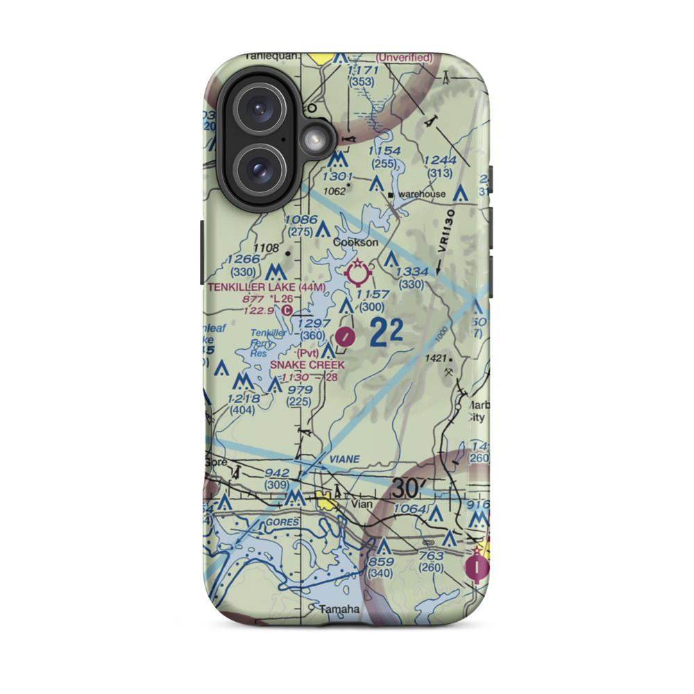 Snake Creek Wilderness Airport (OK06) VFR Sectional  Tough iPhone Case iPhone 16 Plus model shown