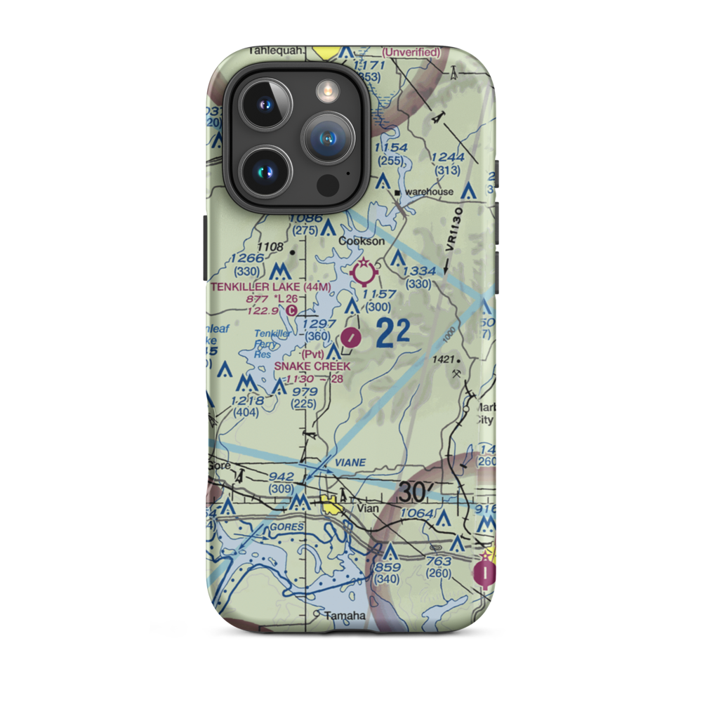 Snake Creek Wilderness Airport (OK06) VFR Sectional  Tough iPhone Case iPhone 16 Pro Max model shown