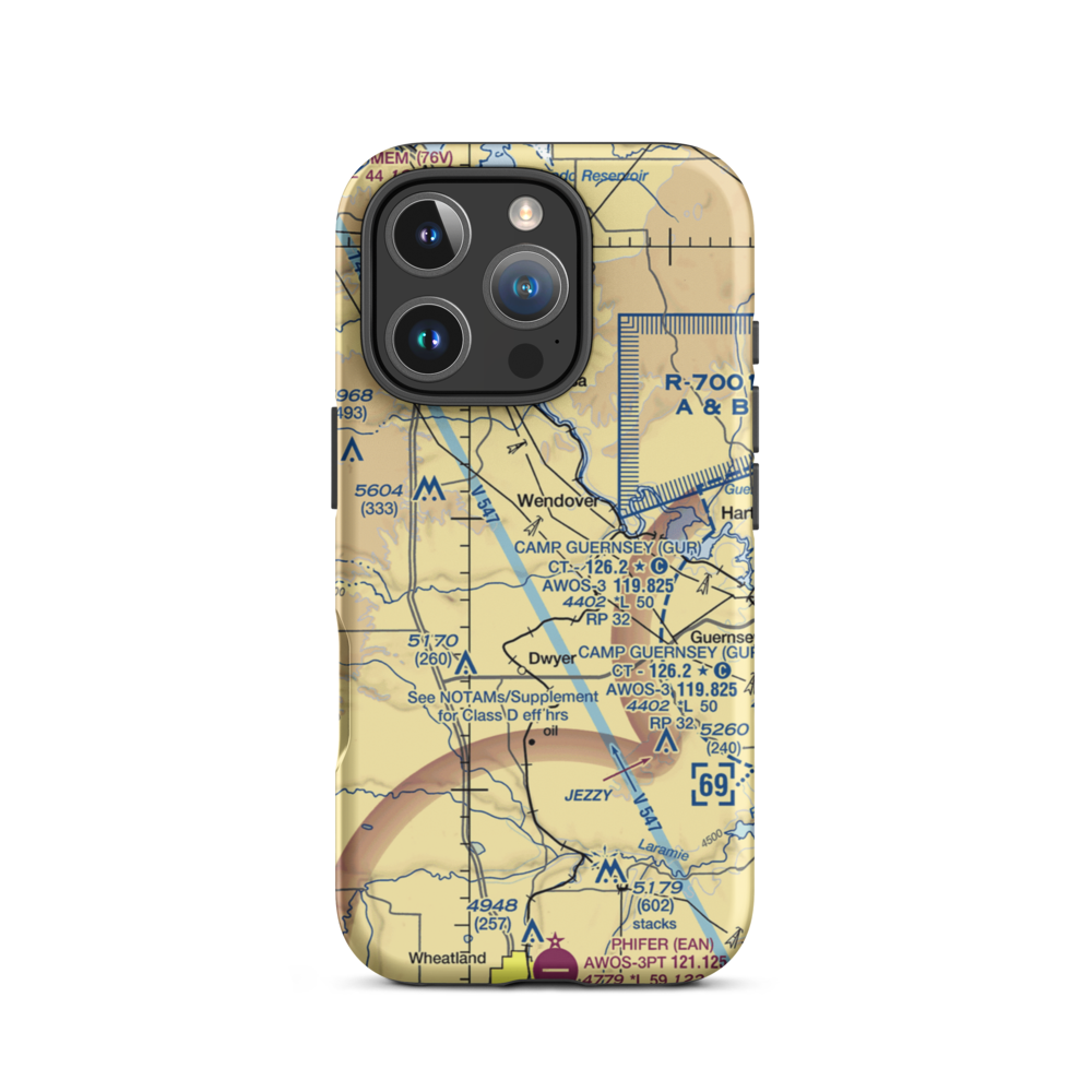 Snell - North Laramie River Airport (WY25) VFR Sectional  Tough iPhone Case iPhone 16 Pro model shown