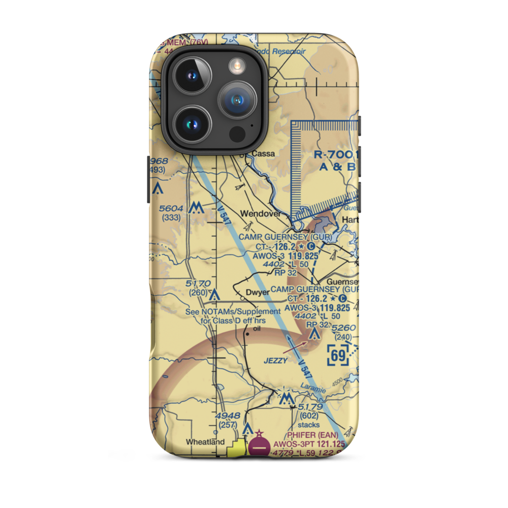 Snell - North Laramie River Airport (WY25) VFR Sectional  Tough iPhone Case iPhone 16 Pro Max model shown