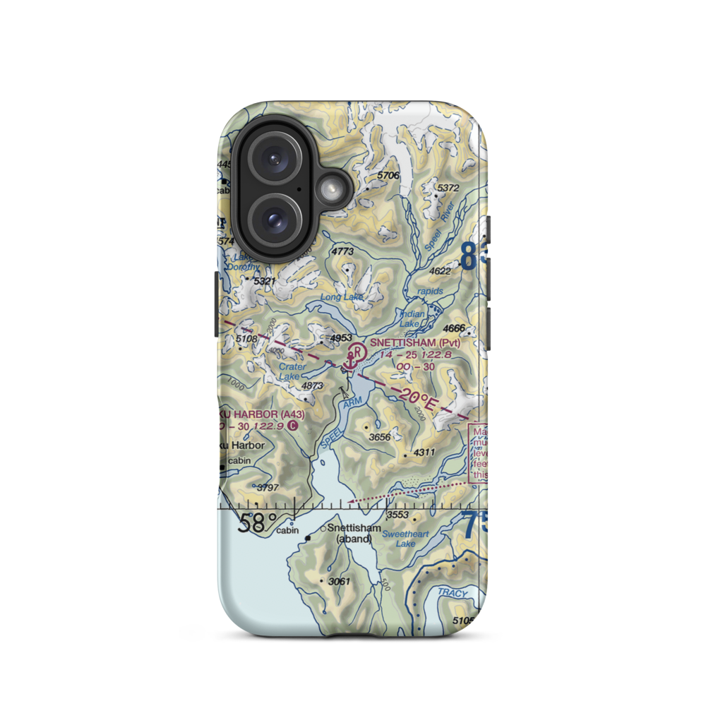 Snettisham Airport (7AK2) VFR Sectional  Tough iPhone Case iPhone 16 model shown