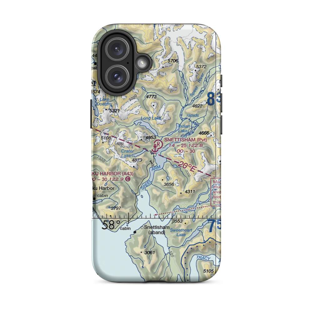 Snettisham Airport (7AK2) VFR Sectional  Tough iPhone Case iPhone 16 Plus model shown