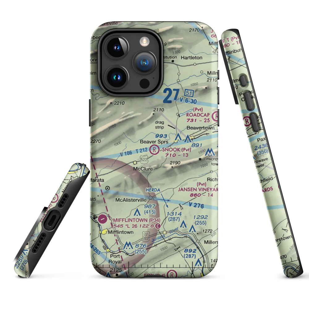 Snook Airport (PS06) VFR Sectional  Tough iPhone Case iPhone 15 Pro Max model shown