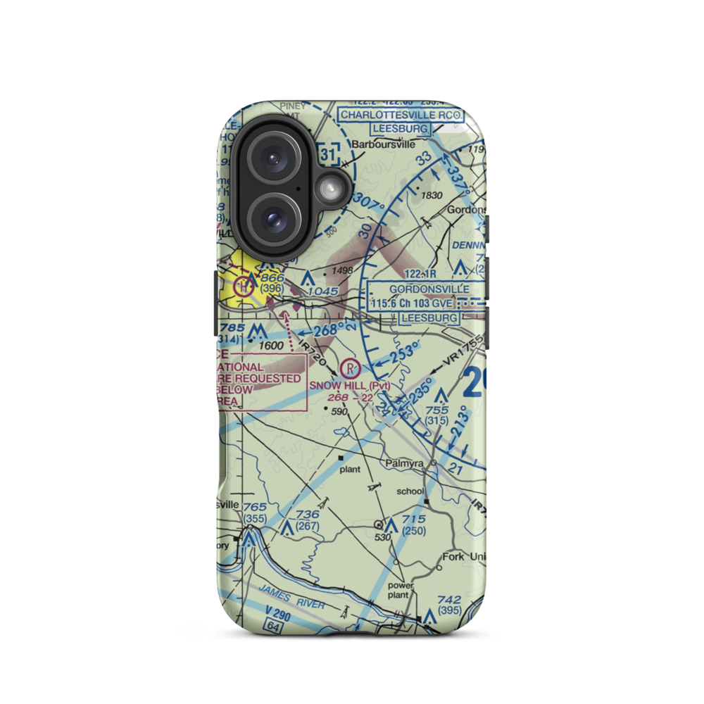 Snow Hill Airport (VA19) VFR Sectional  Tough iPhone Case iPhone 16 model shown