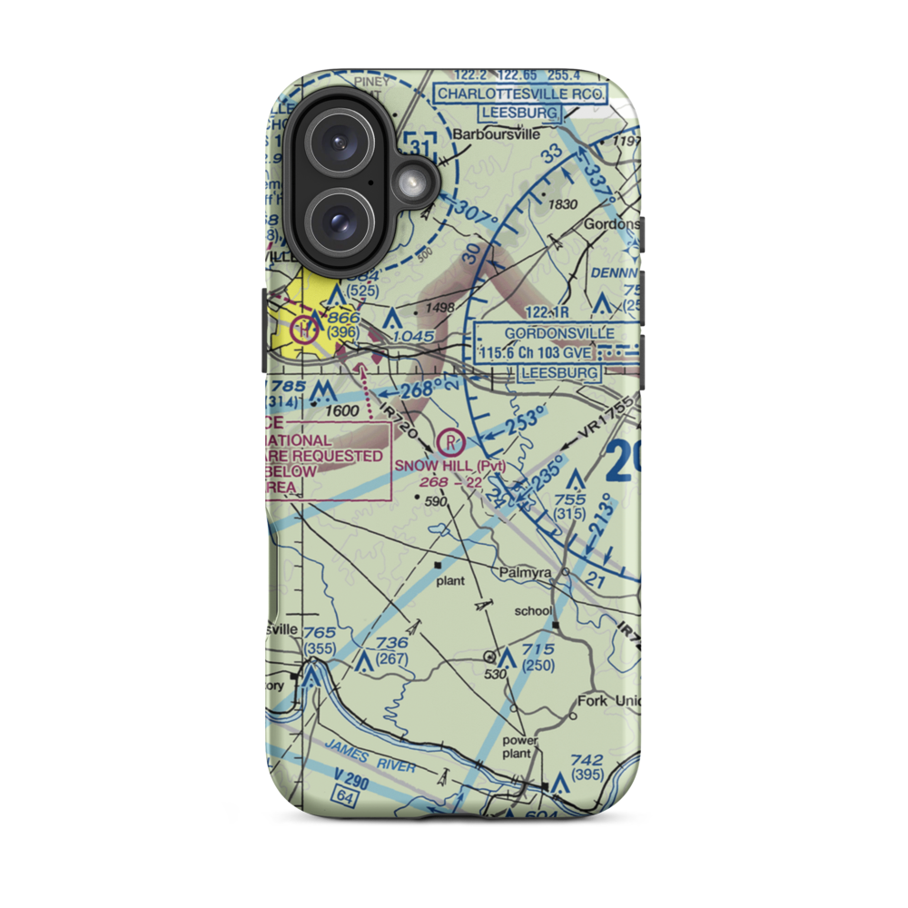 Snow Hill Airport (VA19) VFR Sectional  Tough iPhone Case iPhone 16 Plus model shown