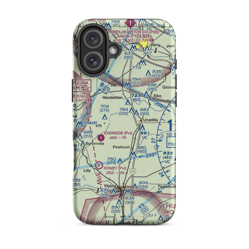 Snow Hill Airstrip (94GA) VFR Sectional  Tough iPhone Case iPhone 16 Plus model shown