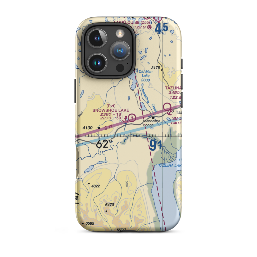 Snowshoe Lake Airport and Seaplane Base (5AK4) VFR Sectional  Tough iPhone Case iPhone 16 Pro Max model shown