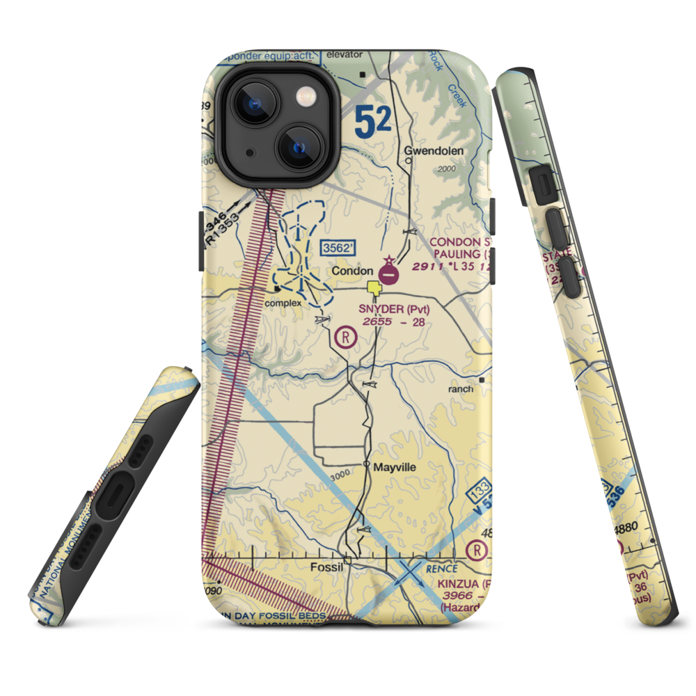 Snyder Ranch Airport (OR48) VFR Sectional  Tough iPhone Case iPhone 14 Plus model shown