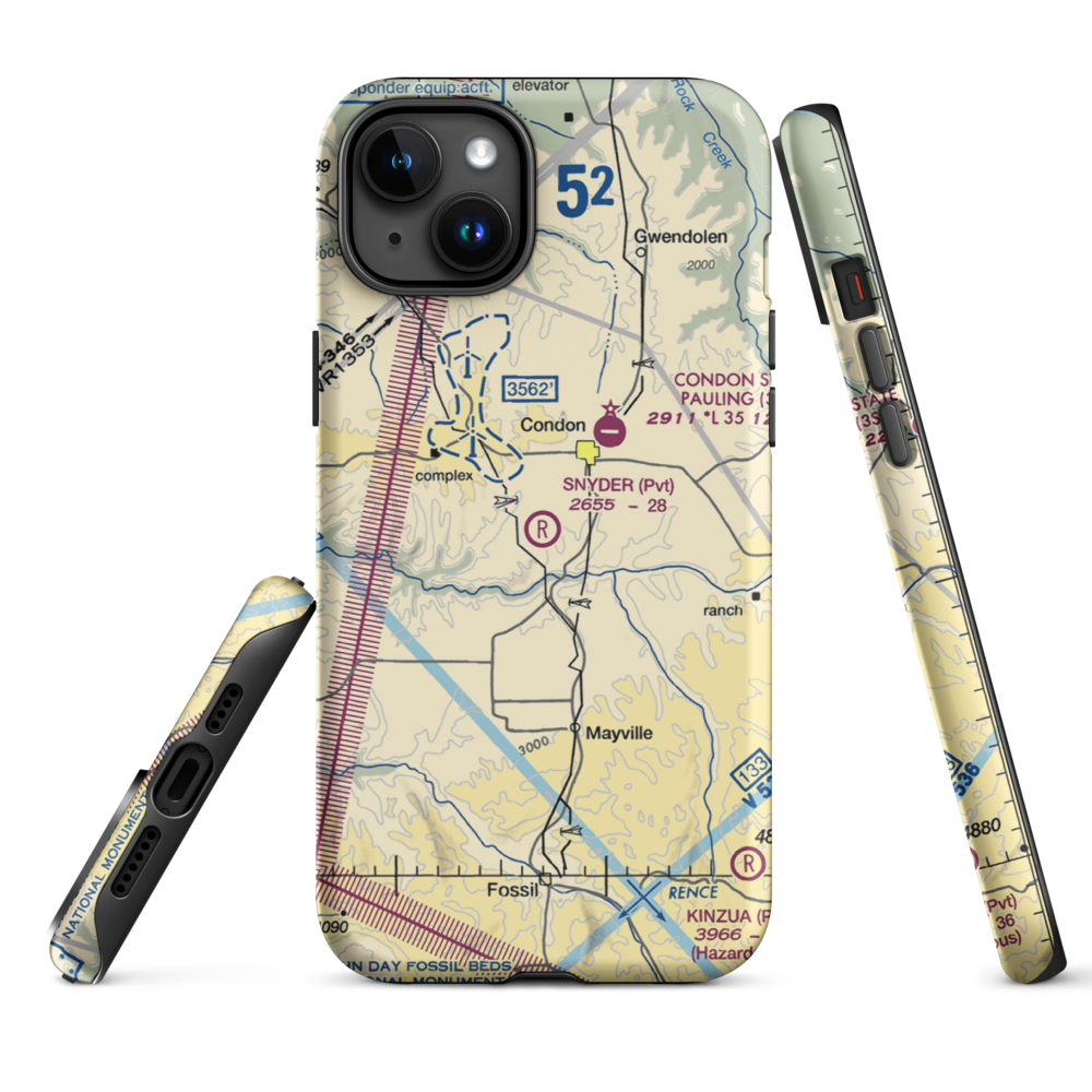 Snyder Ranch Airport (OR48) VFR Sectional  Tough iPhone Case iPhone 15 Plus model shown