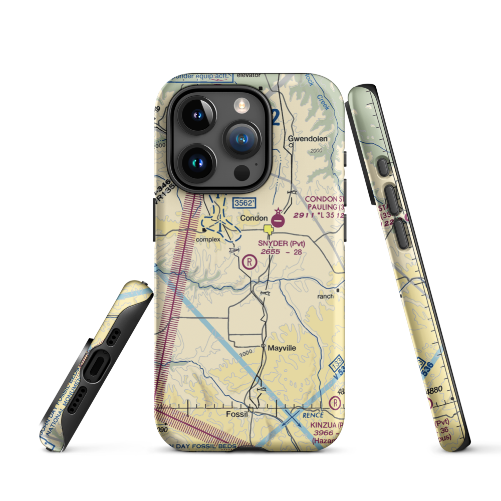 Snyder Ranch Airport (OR48) VFR Sectional  Tough iPhone Case iPhone 15 Pro model shown