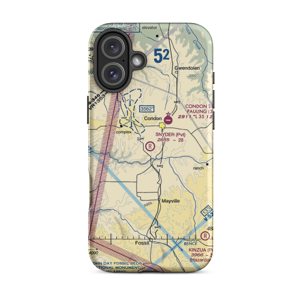 Snyder Ranch Airport (OR48) VFR Sectional  Tough iPhone Case iPhone 16 Plus model shown