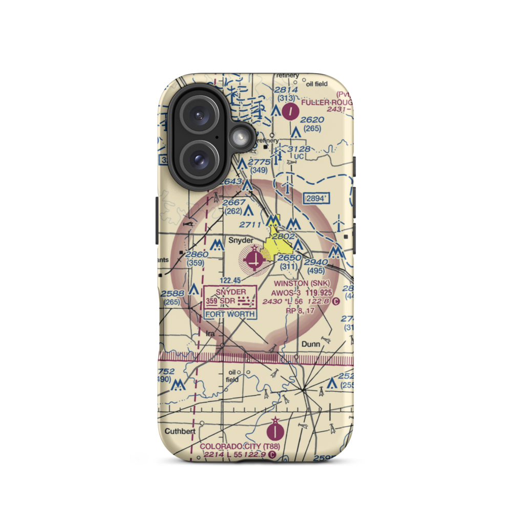Snyder Winston Field (US-0259) VFR Sectional  Tough iPhone Case iPhone 16 model shown