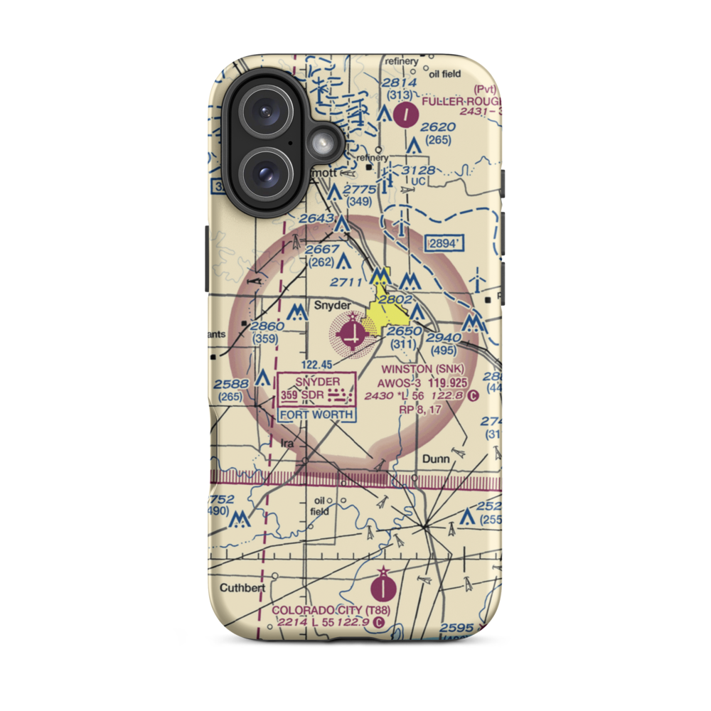 Snyder Winston Field (US-0259) VFR Sectional  Tough iPhone Case iPhone 16 Plus model shown